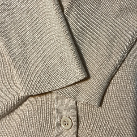 Whisper Knit Tan Cardigan Sweater. - Picture 3 of 4